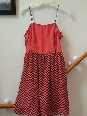 Ya Los Angeles Coral and Black Chevron Dress - Tank Strap Dress